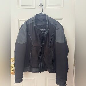 UNIK Leather Jacket Men's Black Quilted Nylon Blend Zipper Pockets SIZE 44